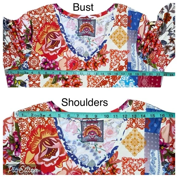 Johnny Was Tango Maxi T-Shirt Midi Length Patchwork Dress Size XL - Picture 14 of 16